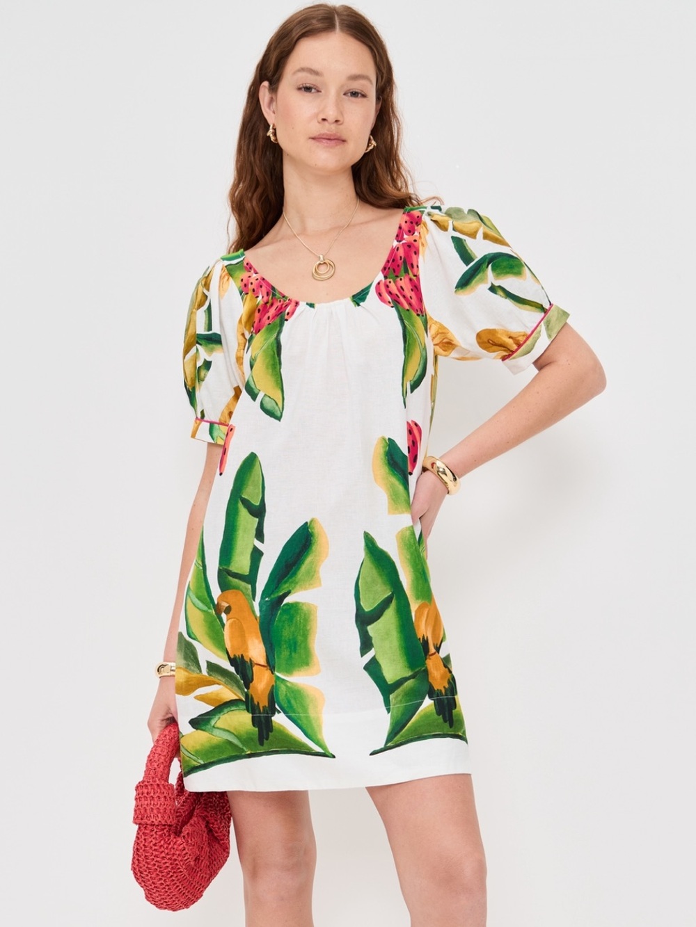 FARM RIO Summer Foliage Scarf Mini Dress (NWT)